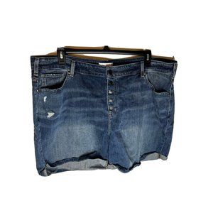 Lane Bryant Mid-Rise Essential‎ Stretch Girlfriend Button Fly Shorts Women's 22